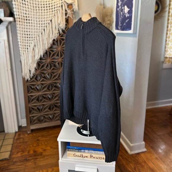 Eddie Bauer 100% Marino Wool Black Quarter Zip Sweater - Picture 5 of 9